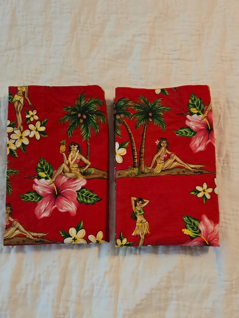Dean Miller Heavenly Aloha Hula Girl Comforter 2 Shams Cotton Full Size